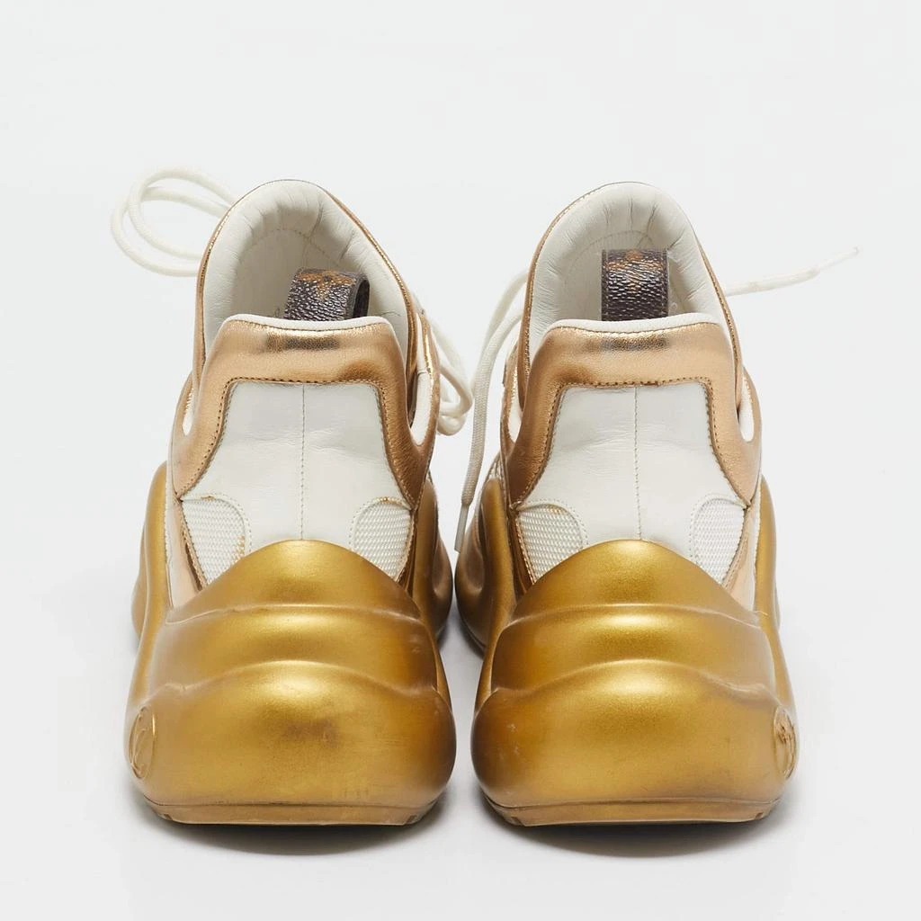 Louis Vuitton Louis Vuitton White/Gold Leather and Mesh LV Archlight Sneakers Size 40 5