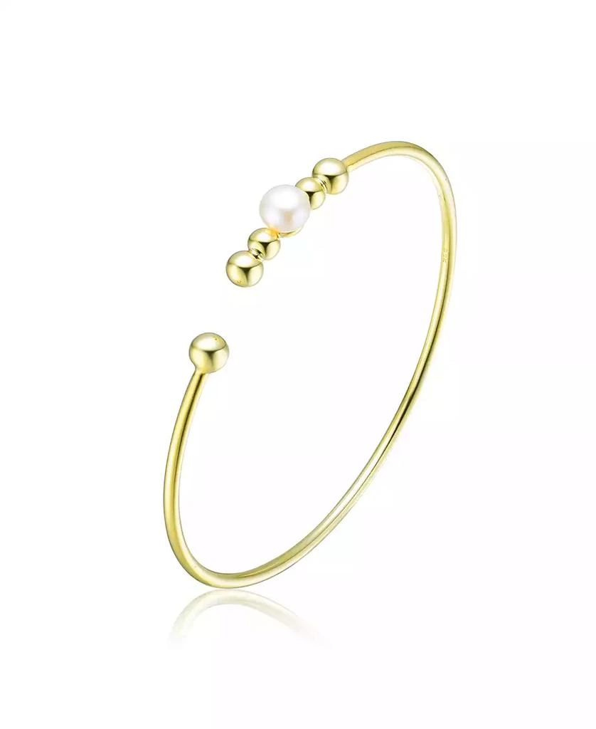 Genevive Sterling Silver with Gold Plated 6.5MM freshwater Pearl Bangle Bracelet
