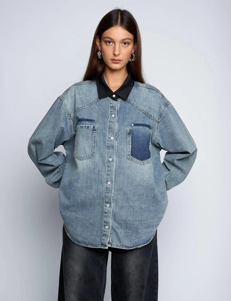 Pixie Market Two Tone Denim Shirt 5