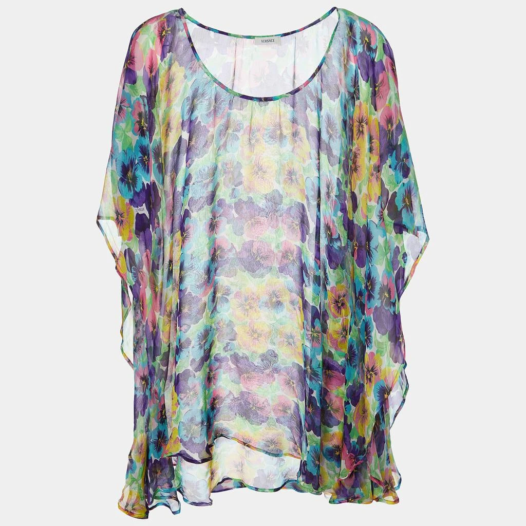 Versace Versace Multicolor Floral Printed Silk Kaftan Top L 1