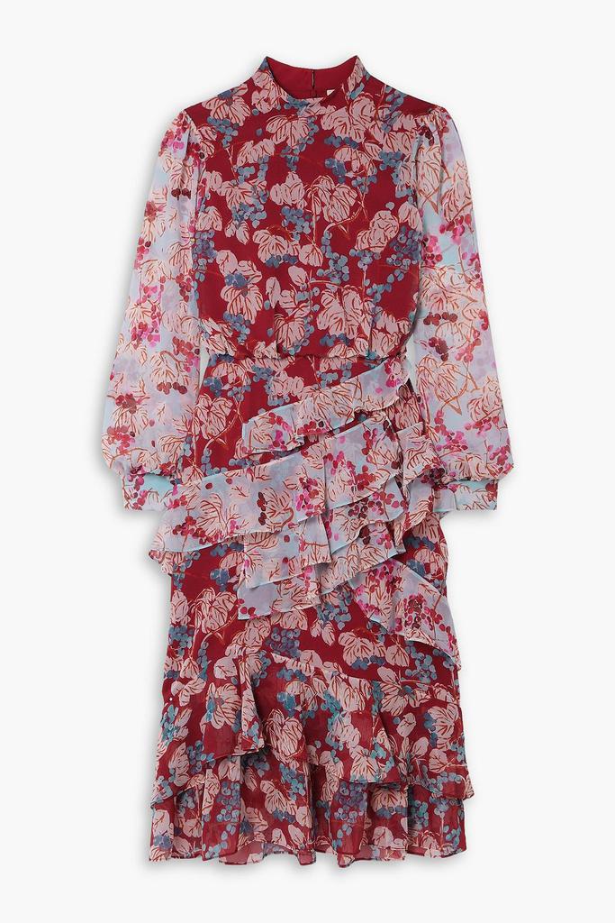 Saloni Isa tiered ruffled floral-print silk-chiffon midi dress