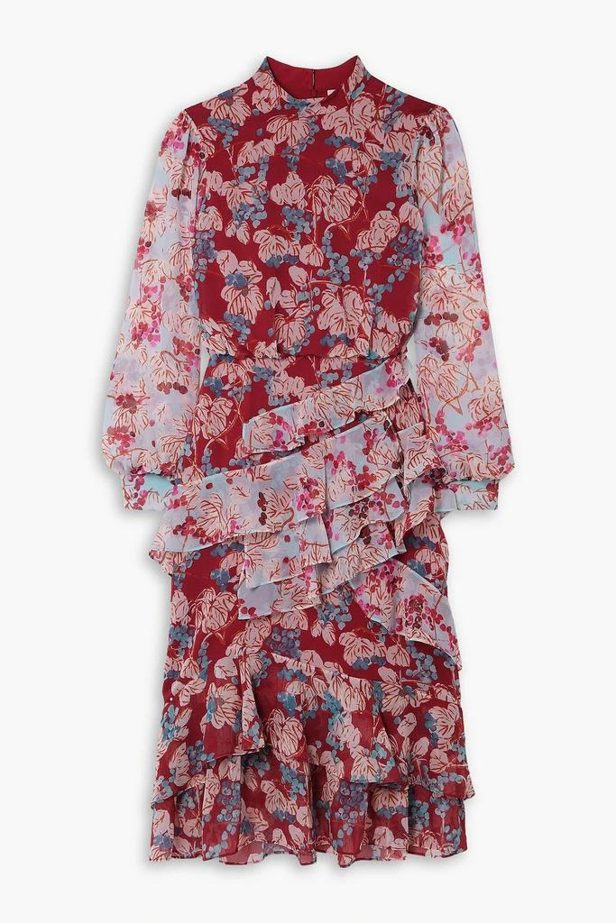 SALONI Isa tiered ruffled floral-print silk-chiffon midi dress 1