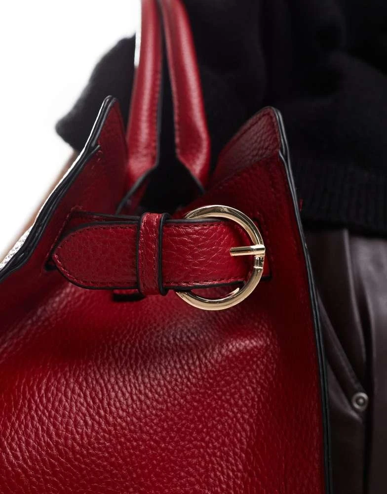 ASOS ASOS DESIGN double buckle side detail tote bag in red 3