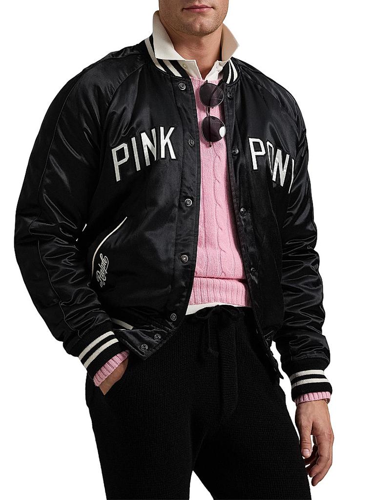Ralph Lauren Unisex Pink Pony Takihyo Satin Baseball Jacket