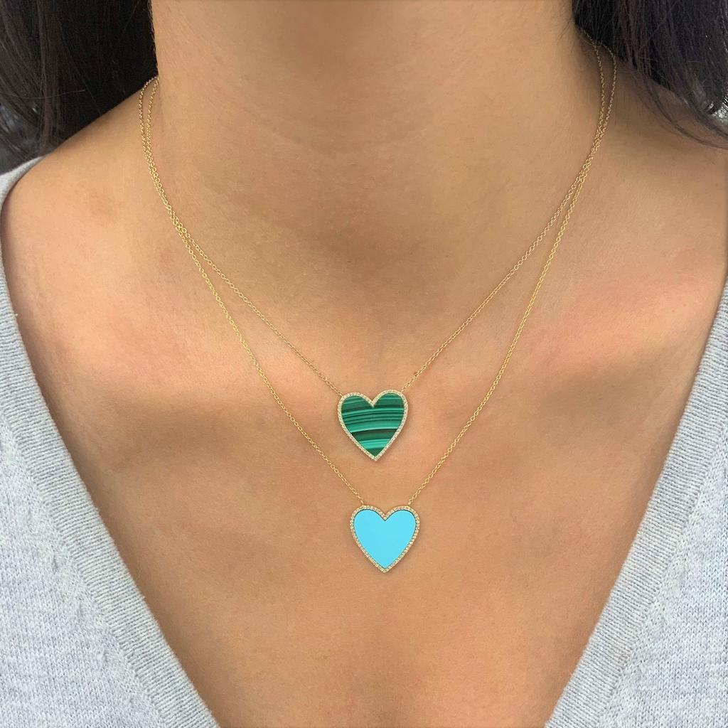 Sabrina Designs 14k Gold Diamond & Malachite Heart Necklace