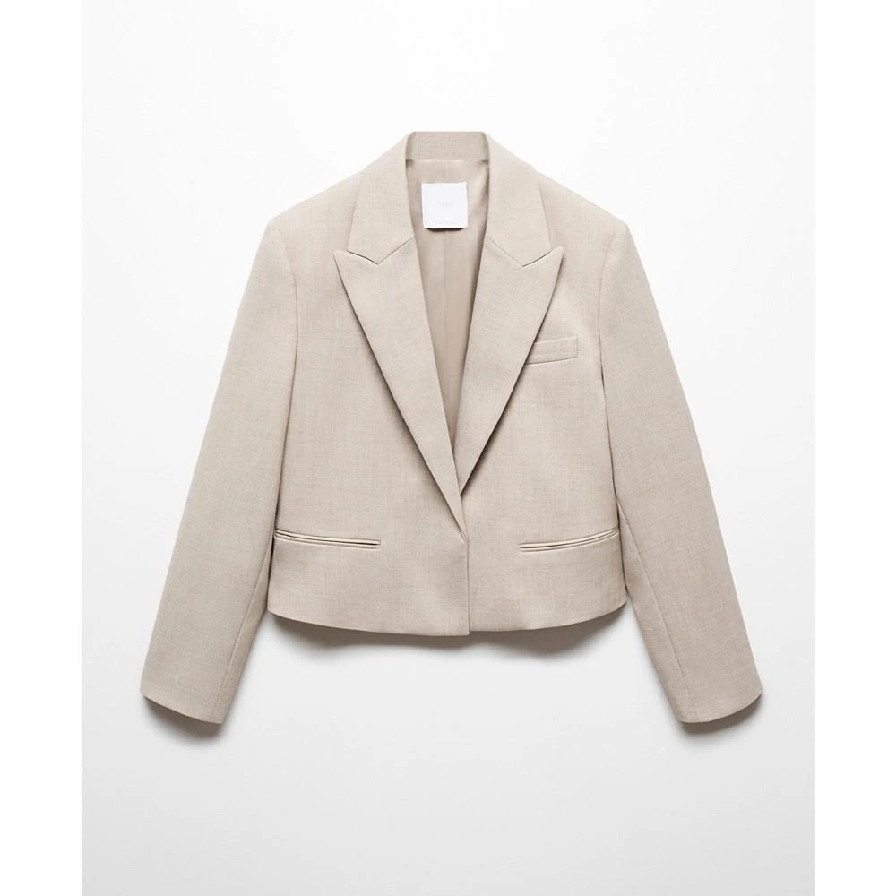 Mango Women's Button Detail Cropped Blazer 5