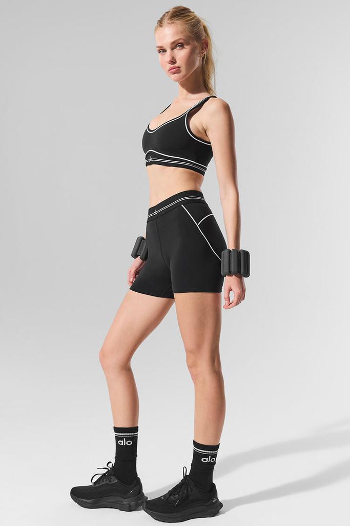 Alo 4” Airbrush High-Waist Heart Throb Short - Black/White