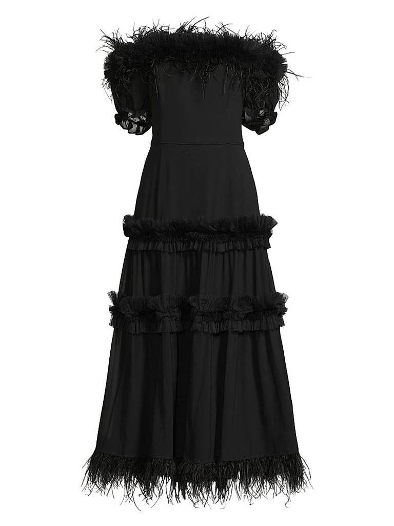 Shani Off-the-Shoulder Feather-Trim Maxi Dress - Dresses & Skirts - Free  Shipping - BeyondStyle