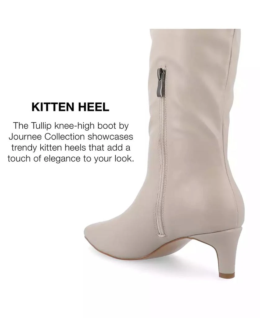 Journee Collection Women's Tullip Wide Width Wide Calf Kitten Heel Pointed Toe Knee High Dress Boots 7