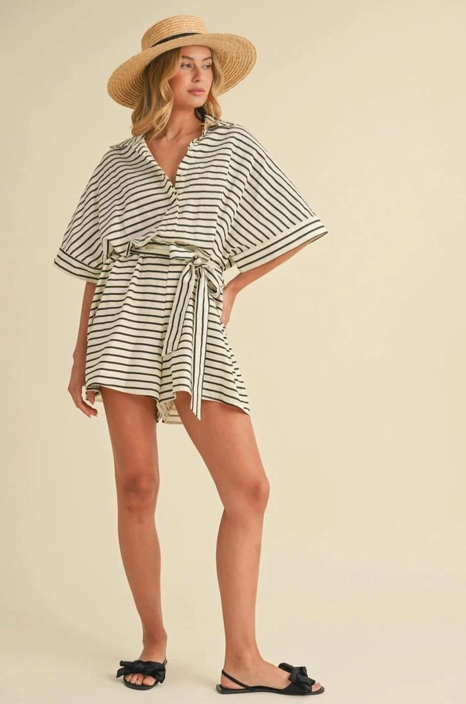 Klesis Sunkissed Short Sleeve Romper In Black / Ivory 5