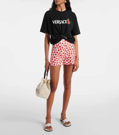Versace Floral printed silk twill shorts 2