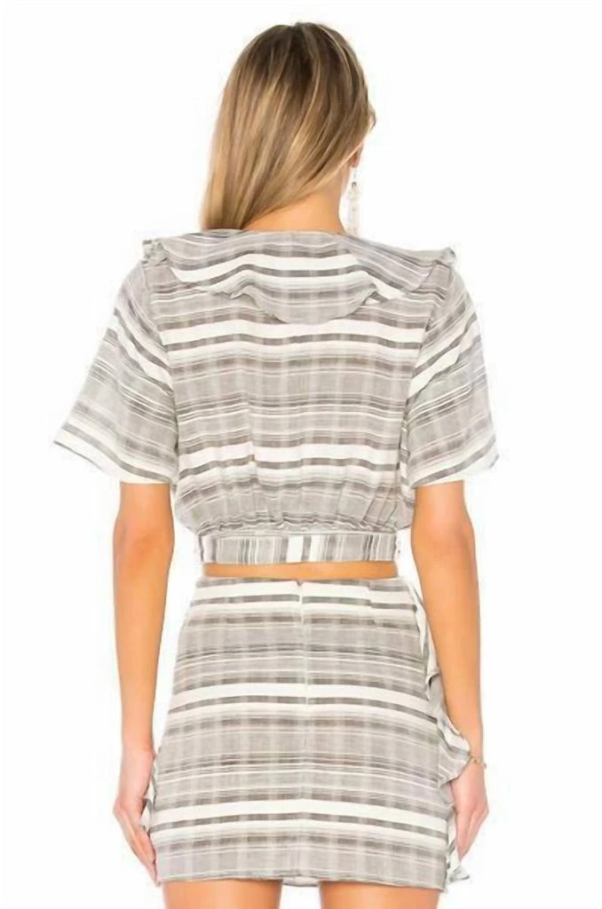 Tularosa Tularosa - Selma Wrap Striped Ruffle Short Sleeve Crop Top 3