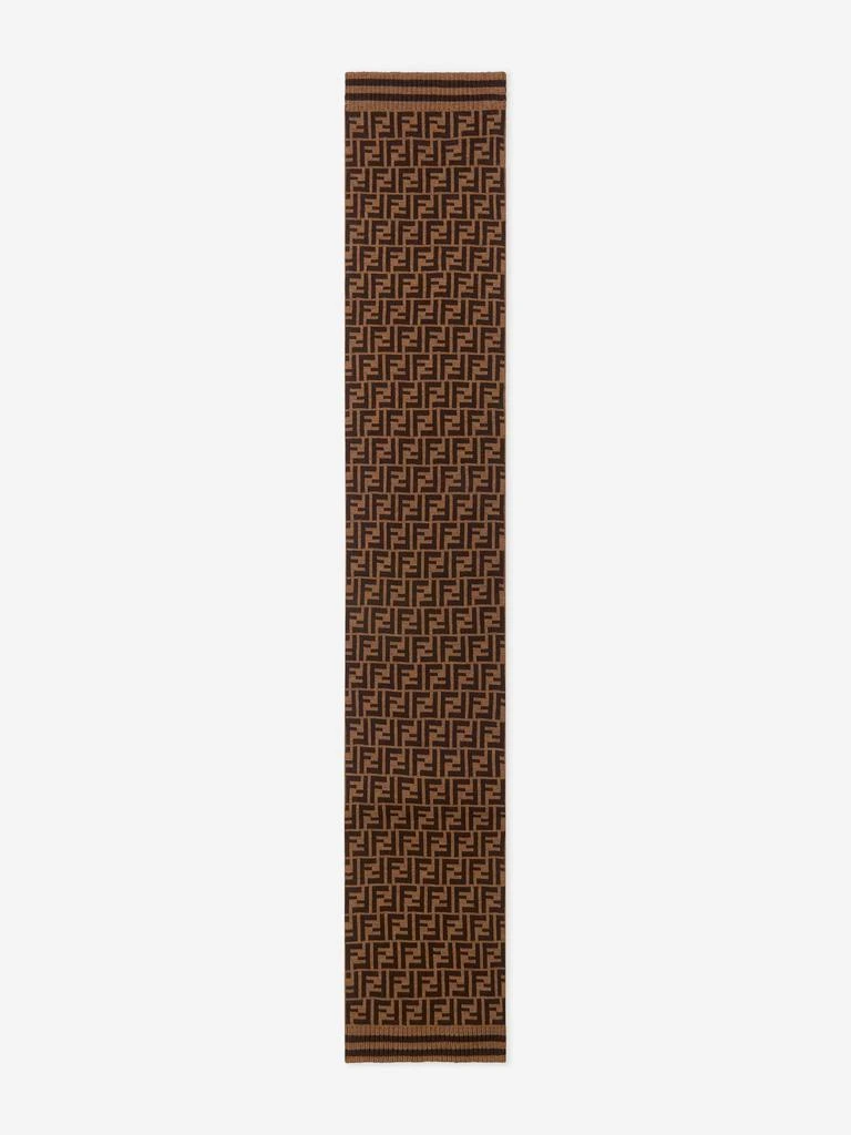 Fendi Fendi Kids Wool Logo Scarf in Brown 2