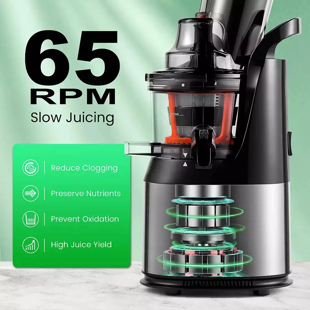 Ventray Cold Press Juicer, Compact Slow Press Juice Extractor, BPA-Free Masticating Juicer with Reverse Function 3