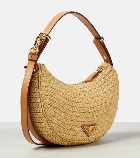 Prada Prada Arqué raffia-effect shoulder bag 4