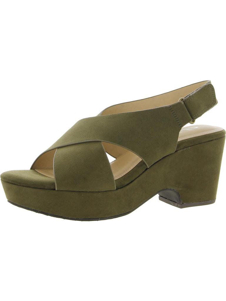 CL By Laundry Capital Womens Faux Suede Block Heel Slingback Sandals