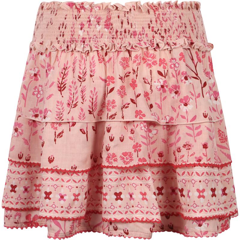 Poupette St Barth Ruffled floral mini skirt in pink