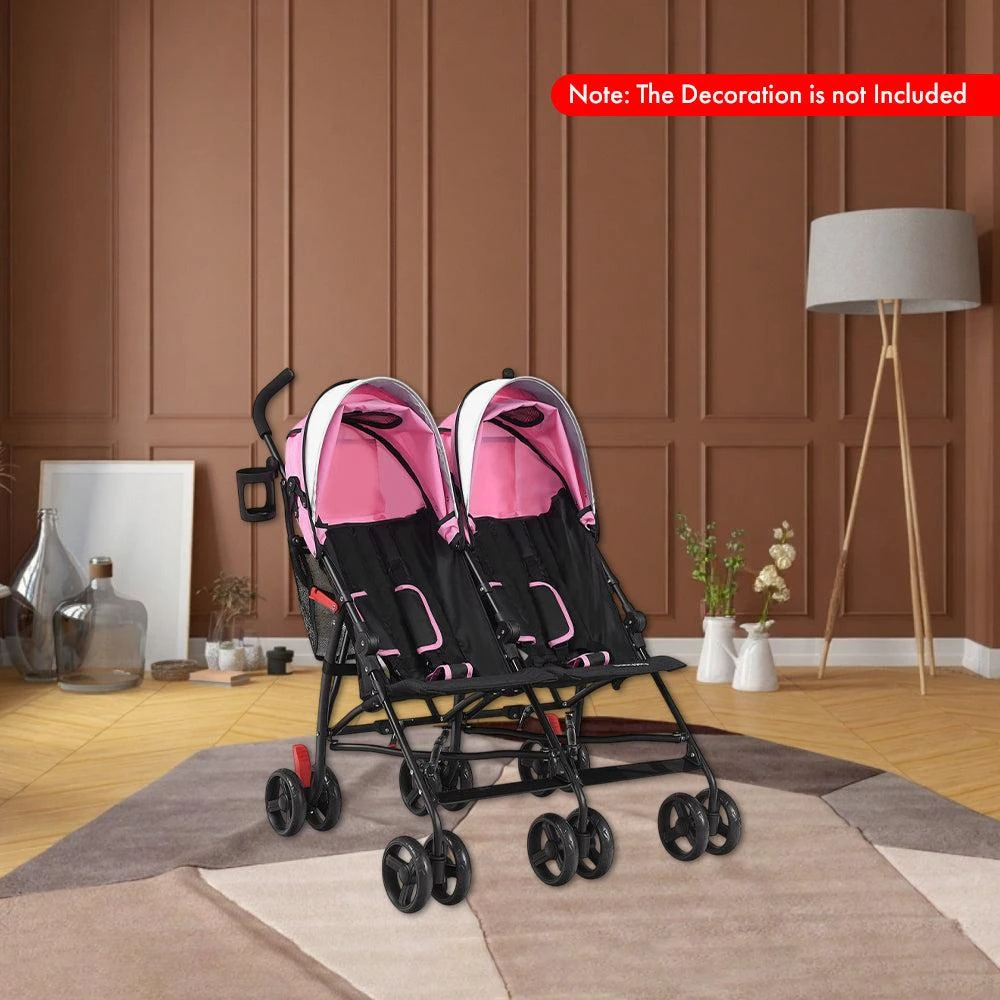 Hivvago Lightweight Foldable Double Stroller for Twins Compact Umbrella Design for Kids 2