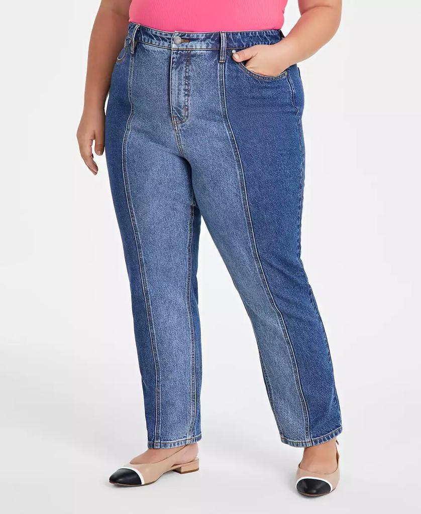 On 34th Trendy Plus Size Two-Tone Straight-Leg Jeans, Created for Macy's