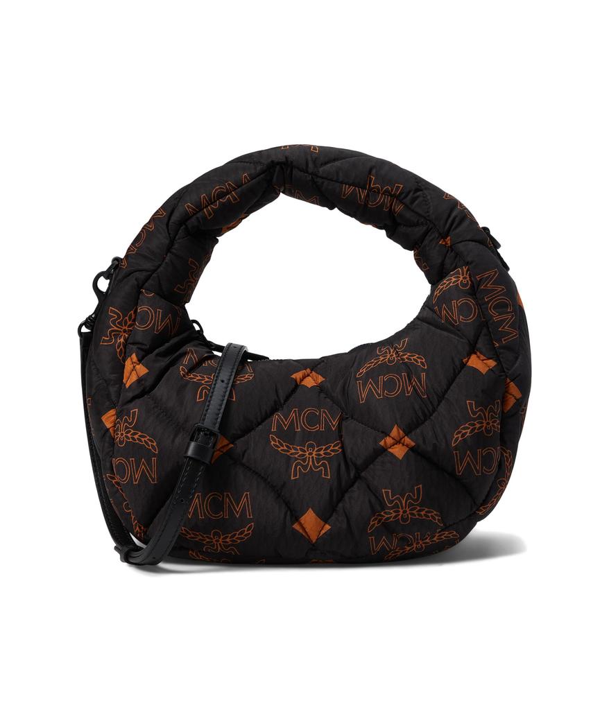 MCM Aren Maxi Monogrammed Fabric Hobo Mini