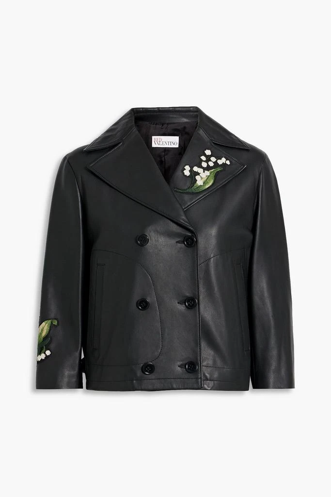 RED Valentino Double-breasted embroidered leather jacket 1