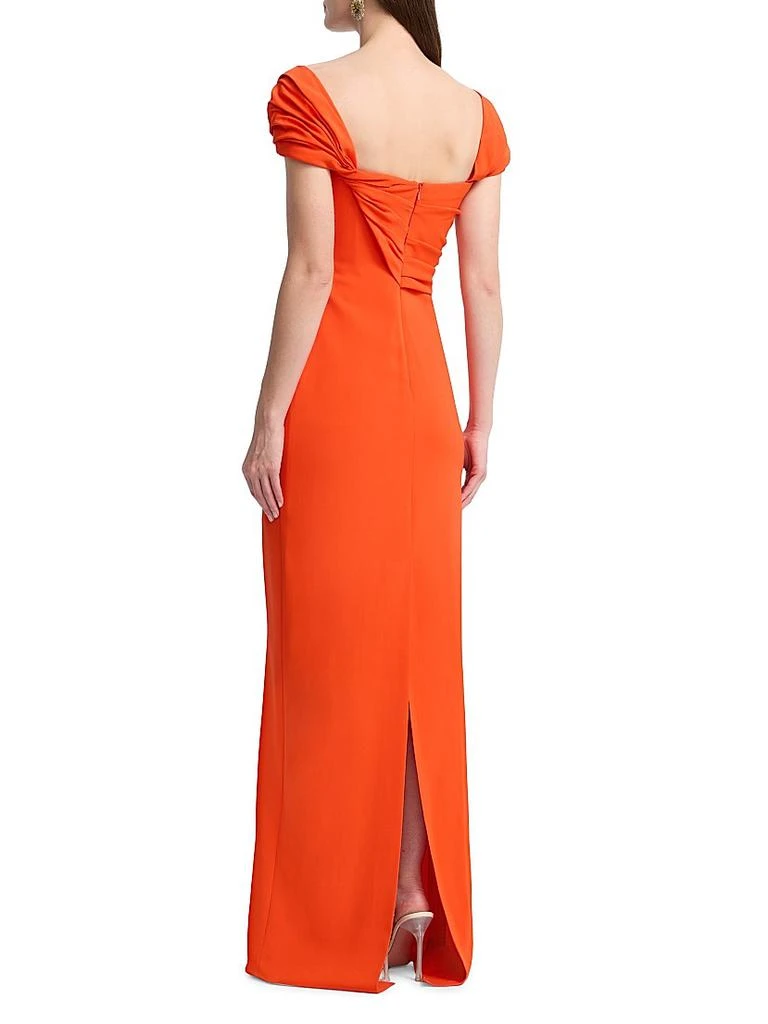 Oscar de la Renta Cady Draped Cap-Sleeve Gown 5