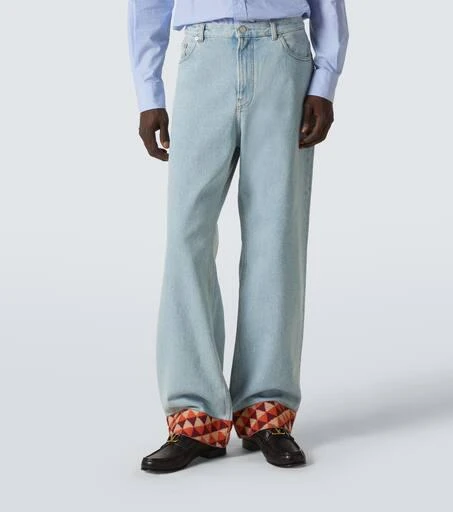 Valentino Jacquard-trimmed wide-leg jeans 3