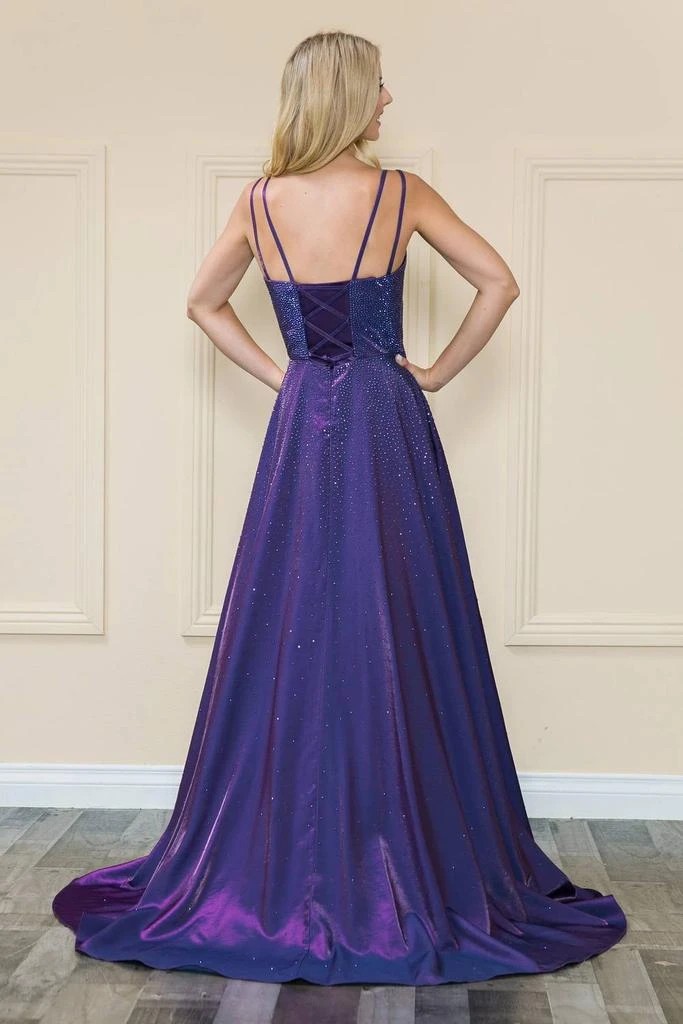 slim fit dress slacks Poly USA 9188 Long Strapless Satin Dress