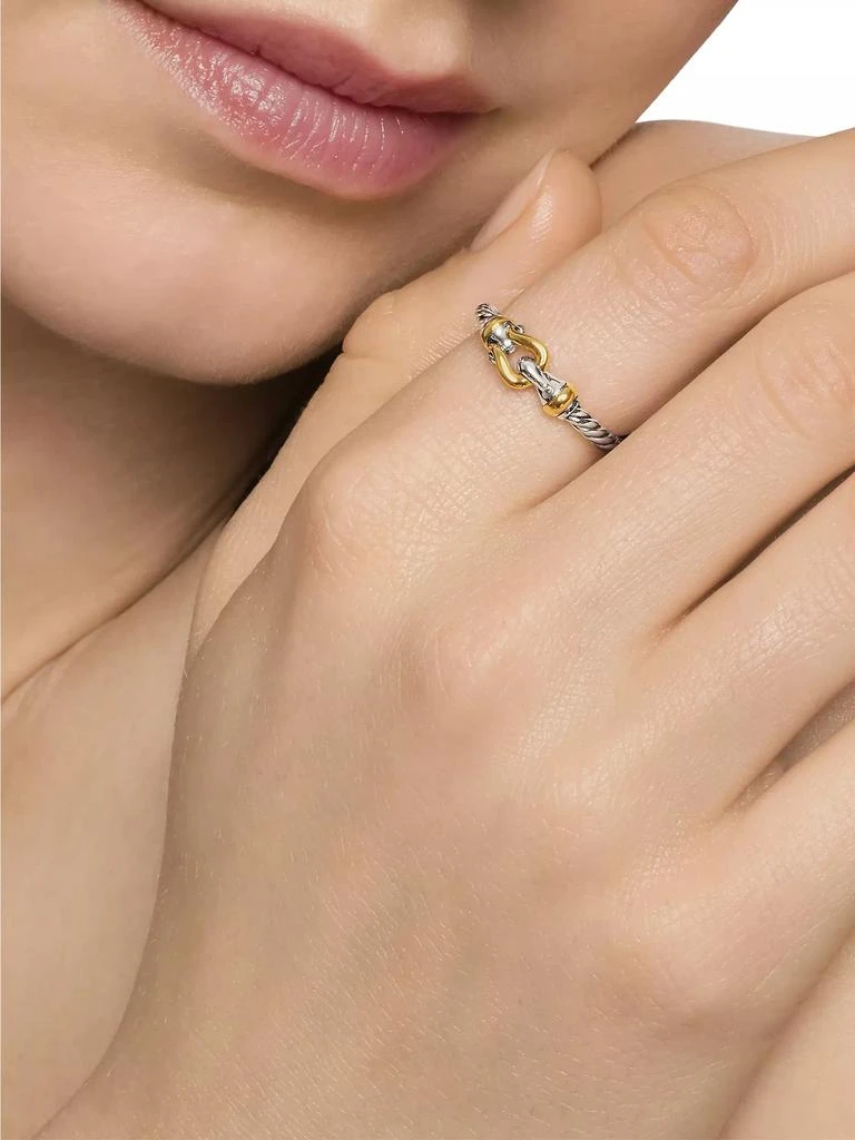 David Yurman Petite Buckle Ring with 18K Yellow Gold 8