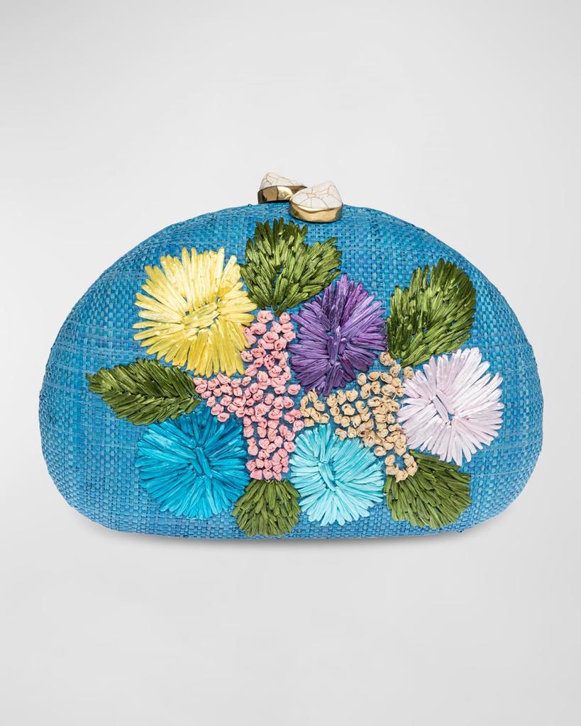 Rafe Berna Floral Straw Clutch Bag