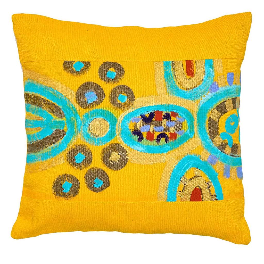 Le Botteghe Su Gologone Cotton Hand Painted Indoor Cushion 80x80 cm