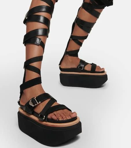 Sacai Lace-up leather sandals 7