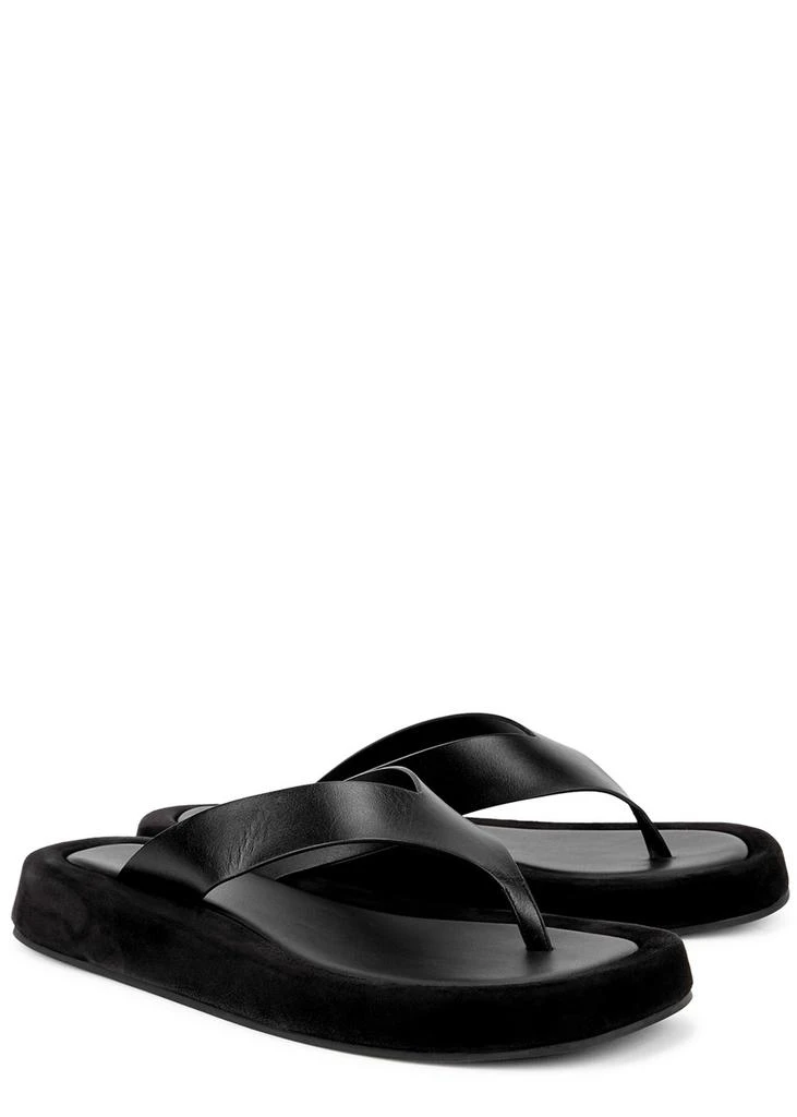 The Row Ginza black leather flip flops 2