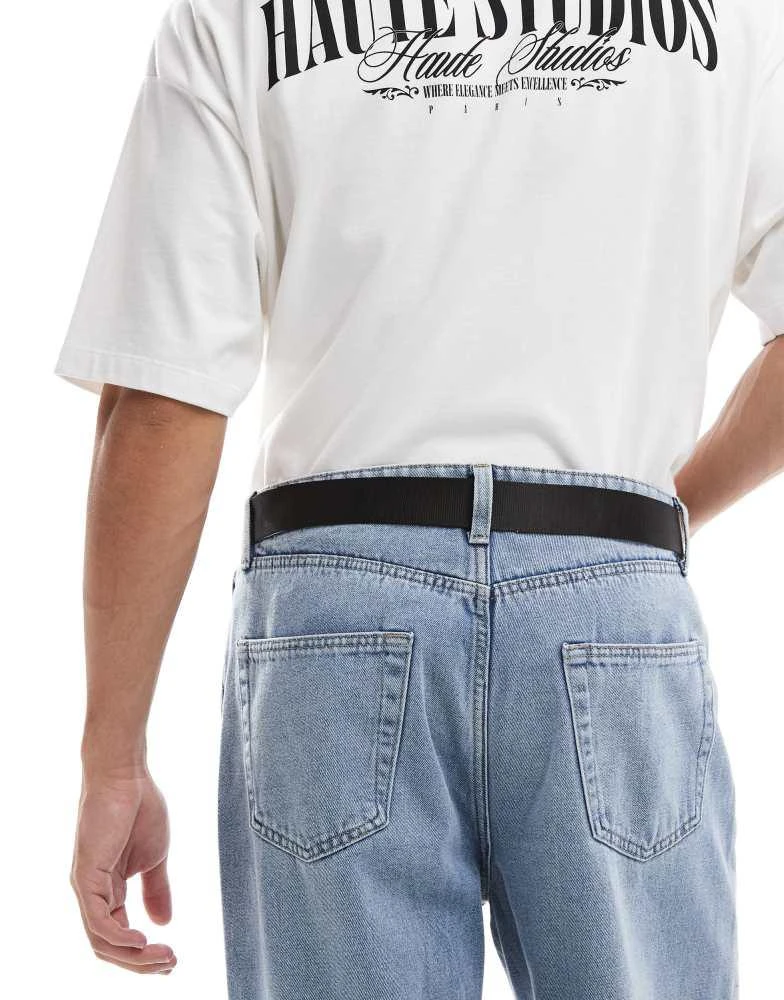 ASOS ASOS DESIGN webbing belt with matte black buckle in black 3