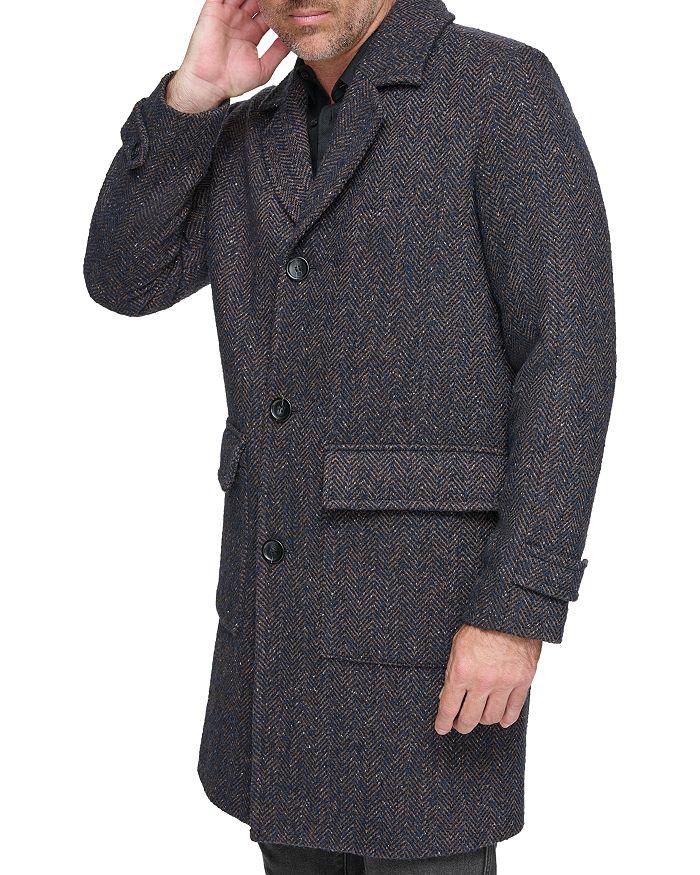 Andrew Marc Wexford Textured Herringbone Relaxed Fit Long Overcoat
