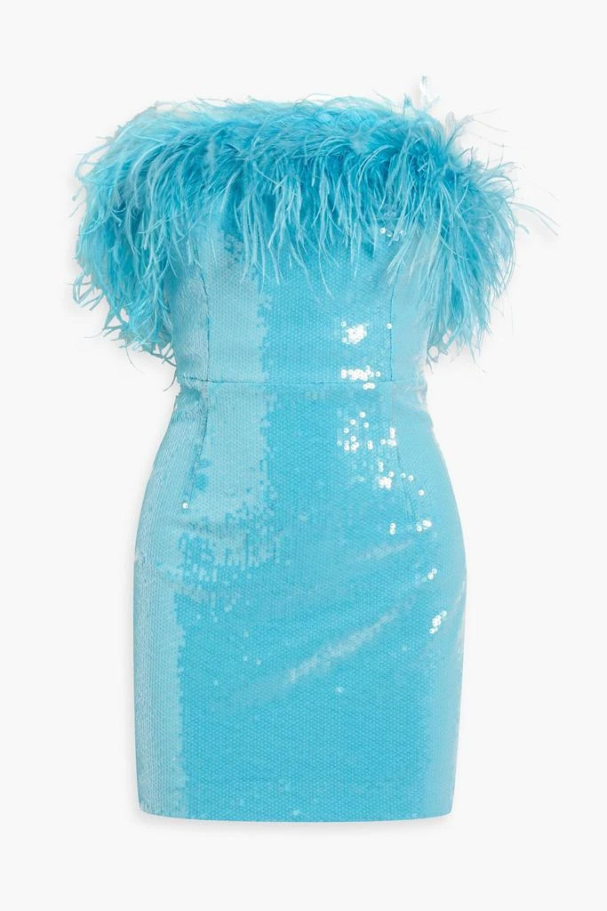 REBECCA VALLANCE Nicolette strapless feather-trimmed sequined tulle mini dress 1
