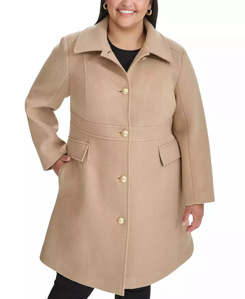 Tommy Hilfiger Plus Size Collared Button-Front Coat, Created for Macy's 1