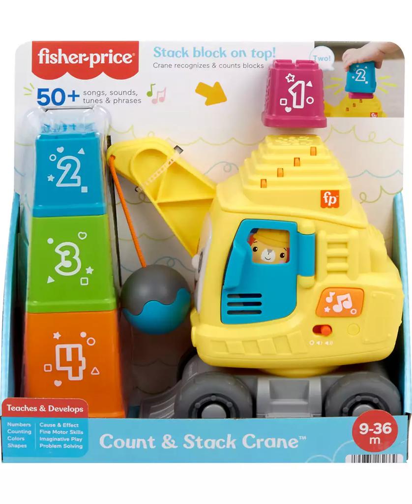 Fisher Price Count and Stack Crane Baby and Toddler Learning Toy with Blocks, Lights and Sounds