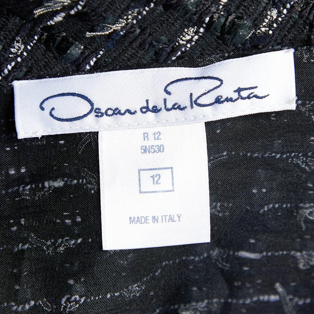 Oscar de la Renta Oscar de la Renta Black Tweed Ruffled Blouse & Jacket Set L 5