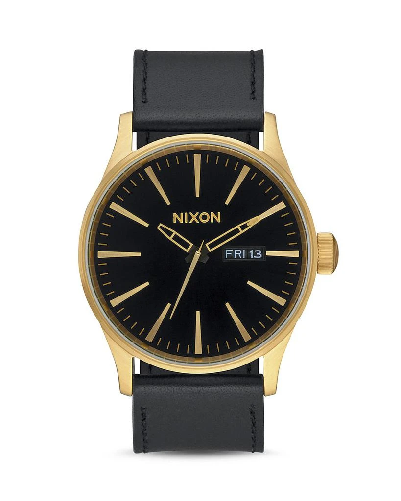 Nixon Sentry Leather Strap Watch, 42mm 1