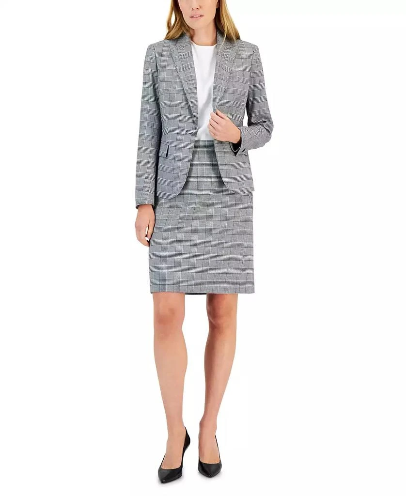 Anne Klein Women
s Glen Plaid Single-Button Skirt Suit Set