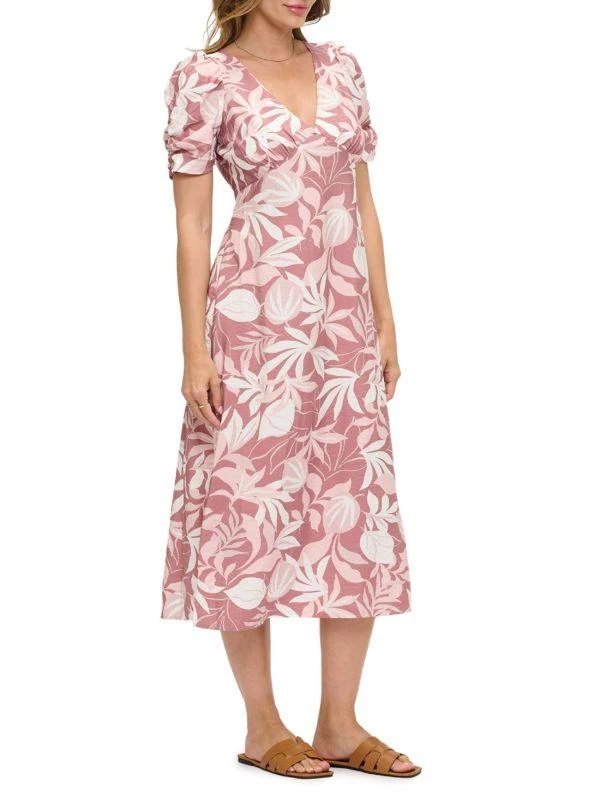 Renee C. Leaf-Print Empire Midi-Dress 3