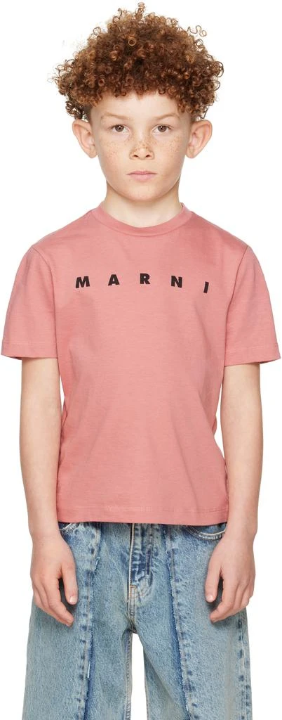 Marni Kids Pink Printed-Logo T-shirt