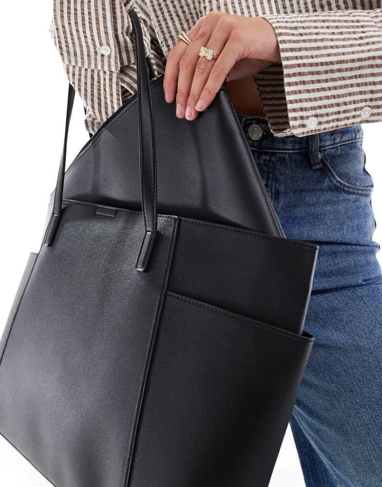 ASOS ASOS DESIGN tote bag with pocket detail and removable laptop compartment 3