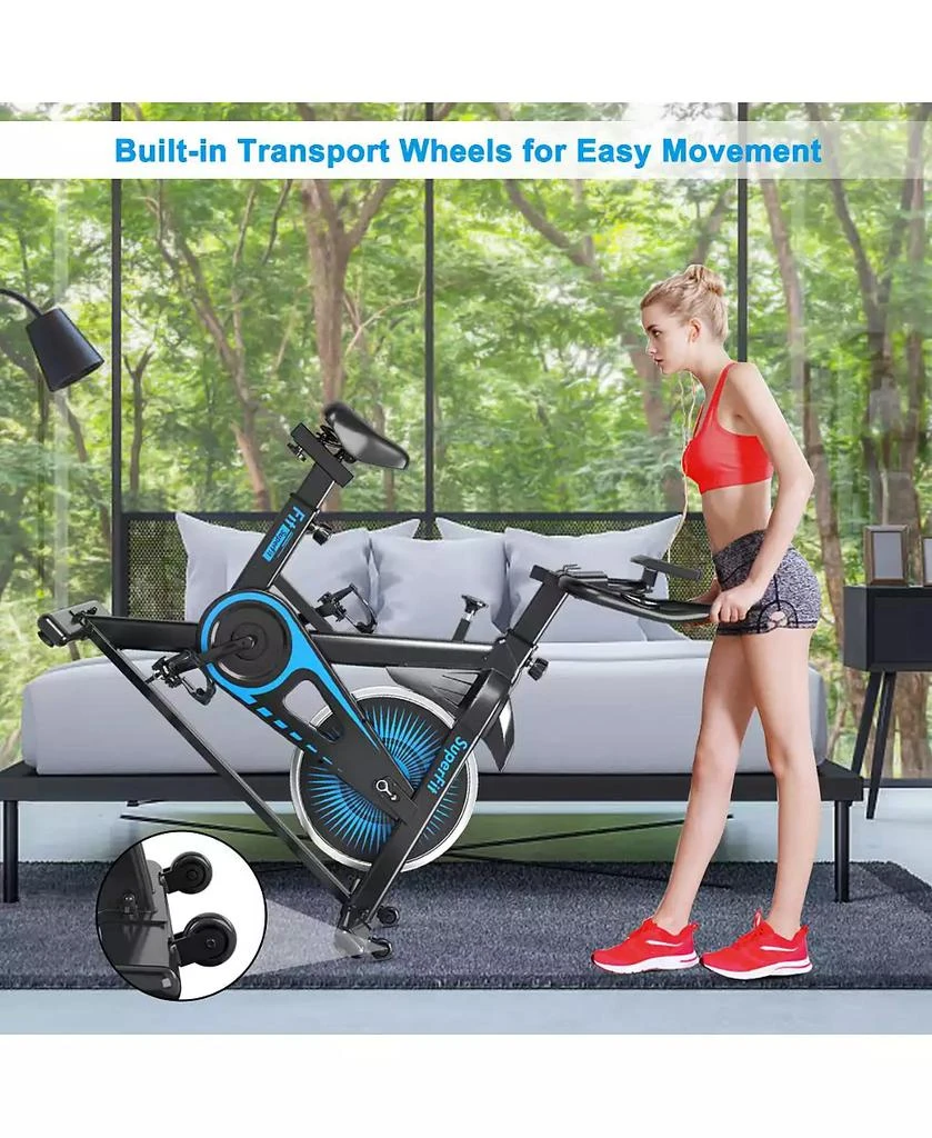 Costway Indoor Cycling Stationary Bike Silent Belt Drive Adjustable 10