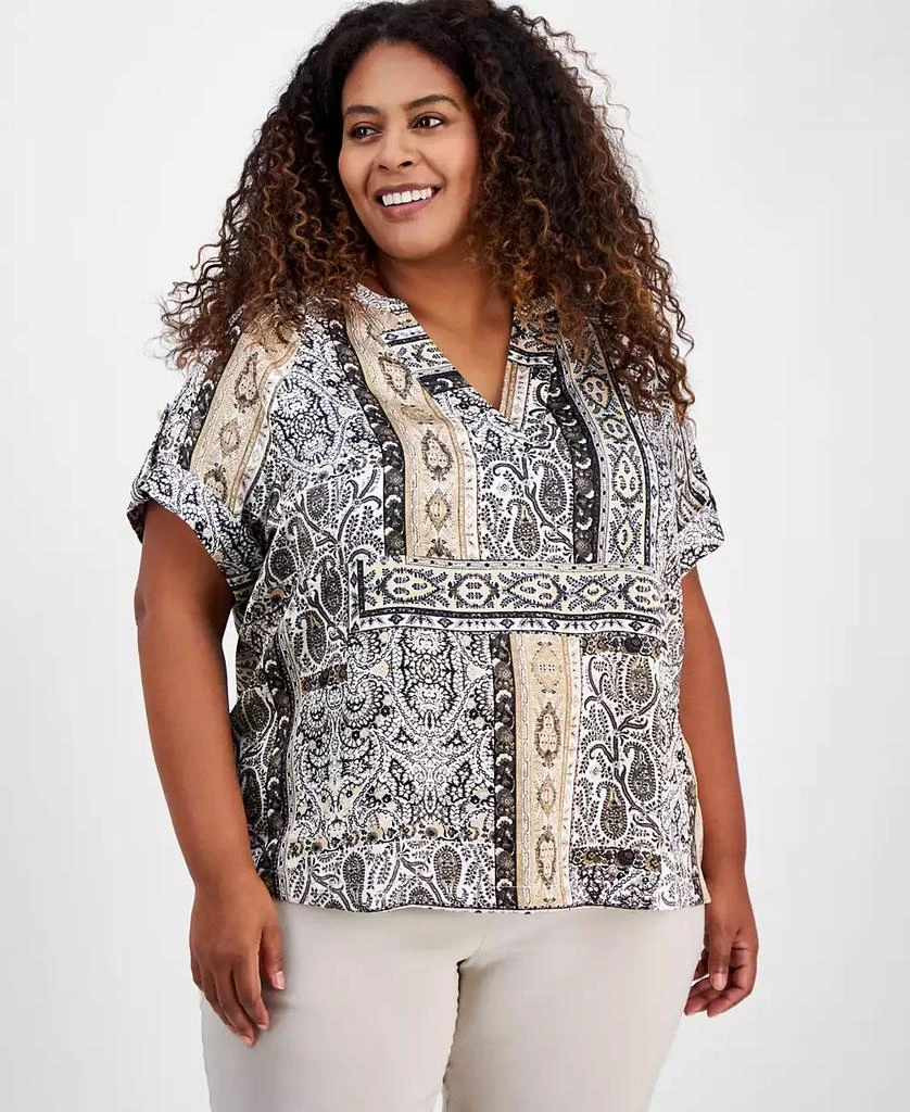 JM Collection Plus Size Paisley-Print Top, Exclusively at Macy's 1