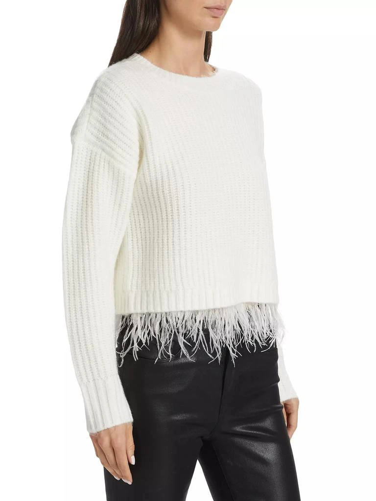 Design History Feather-Trim Rib-Knit Sweater 4