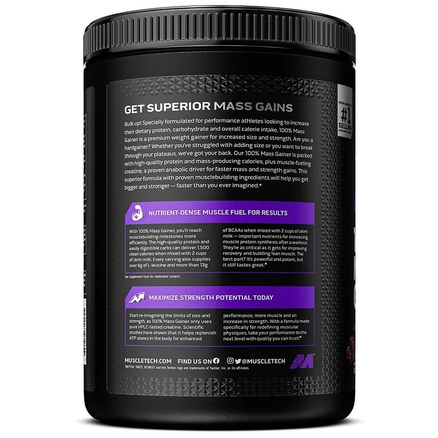 MuscleTech 100% Mass Gainer, Whey Protein Powder + Creatine Chocolate 2