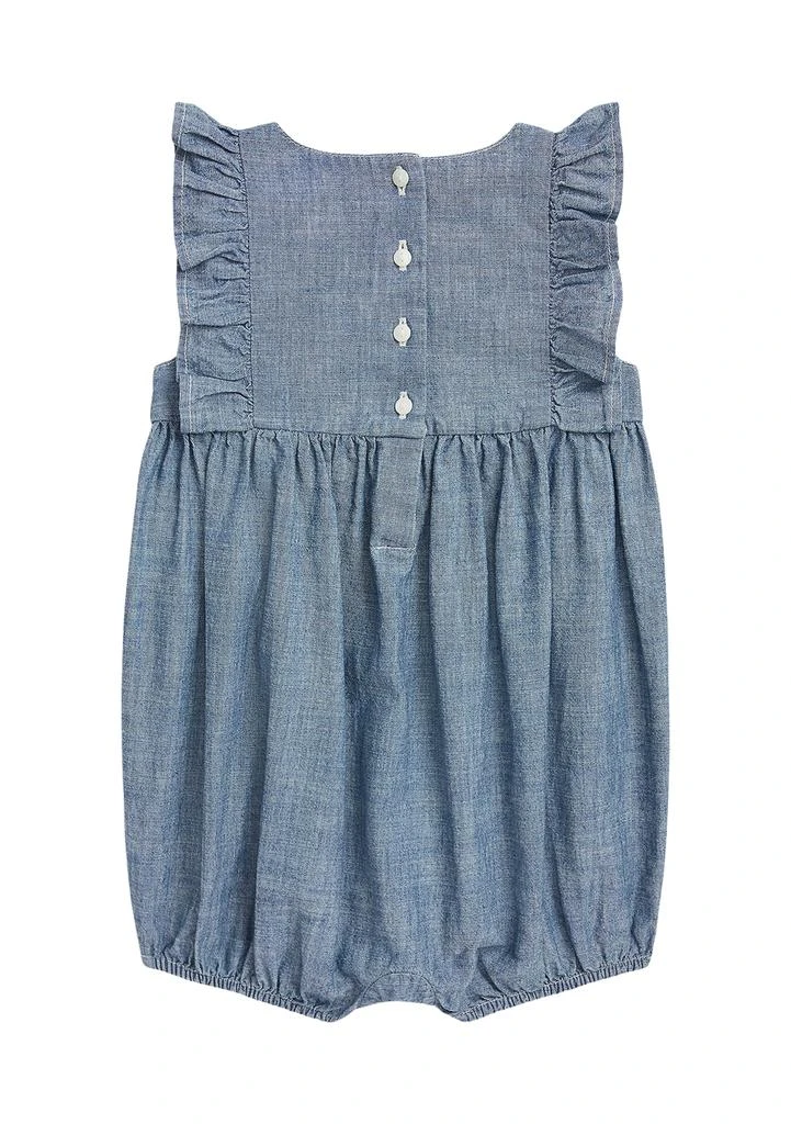Ralph Lauren Baby Girls Indigo Chambray Bubble Shortall 2