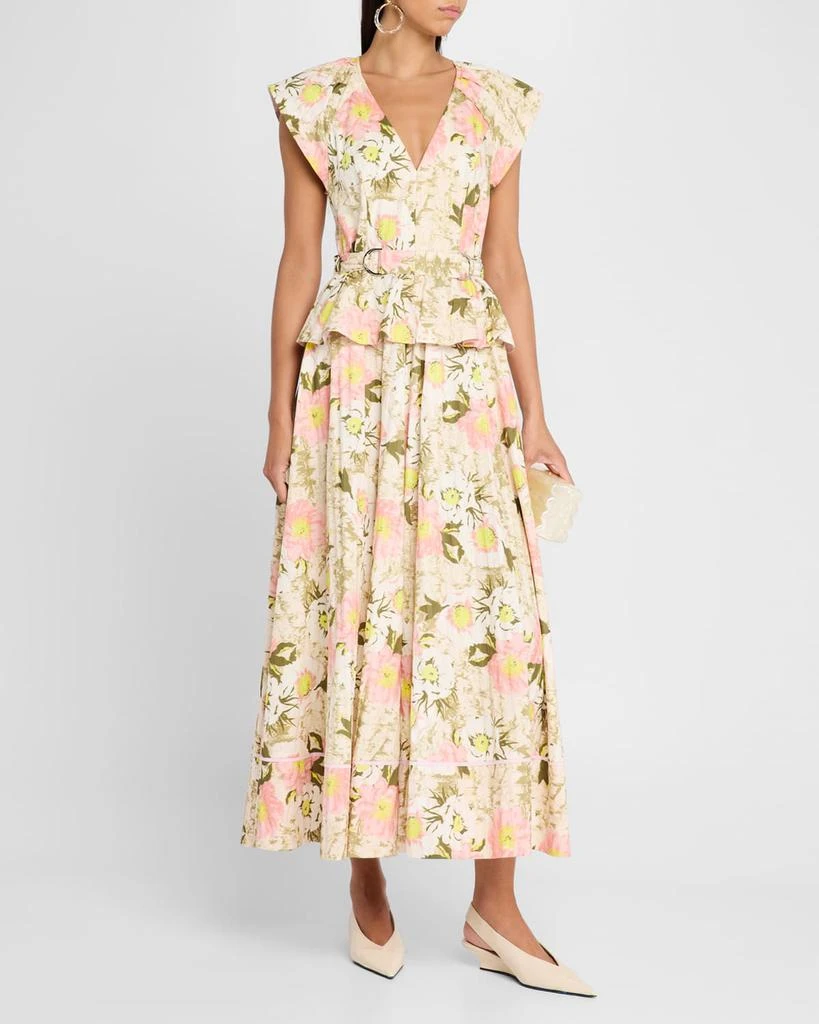 Derek Lam Victoria Floral Belted Peplum Maxi Dress 2